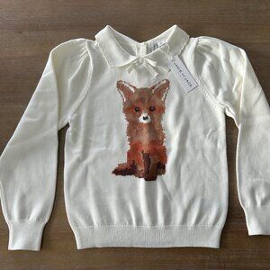 NWT Janie and Jack Girls Fox Collared Sweater, Size 10